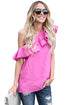 Sexy Rosy One Sided Ruffle Top